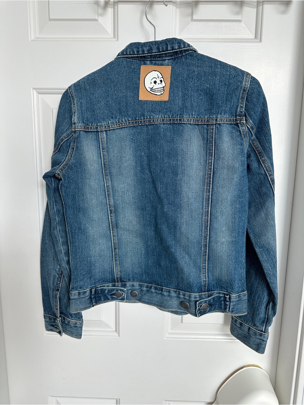 Cheap Monday Blue Denim Jacket with Skull Patch - S